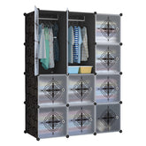 Dulap modular pentru copii, Negru, AT PERFORMANCE®, 12 rafturi