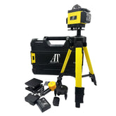 Nivel laser 4D cu 16 linii, AT PERFORMANCE®, 360°, Platforma de ridicare, cu autonivelare, Telecomanda, Lumina verde, Trepied 150 cm, Negru/GALBEN.