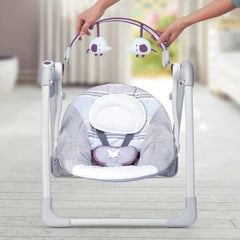 Leagan Electric pentru bebelusi, MASTELA, Cu 7 melodii, 3 sunete naturale, 2 pozitii de reglare scaun, Gri