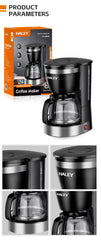 Aparat de Cafea HALEY HY-2808 – 800W, 1.25L, 12 Căni, Măcinare Rapidă, Sistem de Siguranță, Operare Ușoară