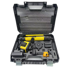 Nivel laser 4D cu 16 linii, AT PERFORMANCE®, 360°, Platforma de ridicare, cu autonivelare, Telecomanda, Lumina verde, Trepied 150 cm, Negru/GALBEN.