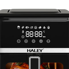 Friteuză cu Aer Cald HALEY 7L, 2000W – Gătire 360°, Touchscreen Holografic, Geam Vizualizare 180°, 8 Programe, Fără Ulei | Gătit Sănătos și Crocant