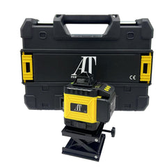 Nivel laser 4D cu 16 linii, AT PERFORMANCE®, 360°, Platforma de ridicare, cu autonivelare, Telecomanda, Lumina verde, Trepied 150 cm, Negru/GALBEN.