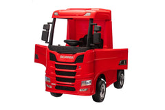 Camion electric cu remorcă pentru copii oficial licentiat, KIDOO, 12V, 2 motoare 35W, telecomandă 2.4G, suspensie pe 4 roți, lumini, muzică, viteză 3-5 km/h, uși funcționale