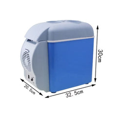 Frigider auto portabil AT PERFORMANCE® 7.5L, 12V, funcție de răcire și încălzire, compact, cu LED, ideal pentru mașină, camping și birou – Alb/Albastru