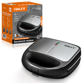Sandwich Maker 3 în 1 HALEY® HY-1031, Plăci Antiaderente, Grill și Waffle, Design Compact, Negru