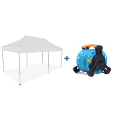 Pachet Promoțional AT PERFORMANCE®: Cort Pavilion 3×4.5m + Furtun de Grădină 20m cu Tambur – Protecție Totală și Funcționalitate în Aer Liber
