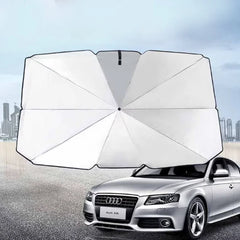 Parasolar Auto Pliabil, Pentru Masina, 140 X 75 Cm, In Forma De Umbrela, Negru-Argintiu, Rezistent UV