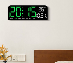 Ceas Digital AT PERFORMANCE®, de Masa si de Perete cu Lumina Led, Calendar, Cronometru, Temperatura, Alarma, Termometru, Functie Snooze, Luminozitate Adjustabila, 24x9cm.