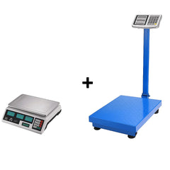 Pachet complet de cântărire: Cântar Platformă 350kg + Cântar Electronic 40kg cu Acumulator – Pachet Complet pentru Magazin & Depozit
