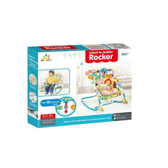 Balansoar si scaun, AT PERFORMANCE®, 3 in 1 cu Spatar reglabil, sunete si vibratii calmante pentru bebelusi si copii, Albastru.