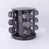 Set 12 recipiente pentru condimente, cu suport, AT PERFORMANCE®, negru