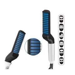 Perie electrica 2in1, AT PERFORMANCE, multifunctionala de indreptat parul si barba, incalzire rapida, 10W, usor de utilizat, maner simplu si ergonomic, alb/negru