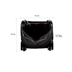 Cărucior copii pliabil AT PERFORMANCE® – Ultra compact, 5 kg, aluminiu, 6-36 luni, ideal pentru avion, negru