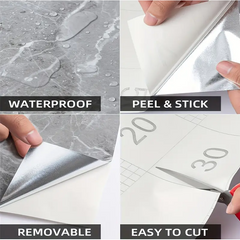 Set 50x Tapet Marmura, AT PERFORMANCE®, suprafata acoperire 9 mp, autoadeziv, waterproof, usor de montat, design modern, 30x60 cm, bej ichis