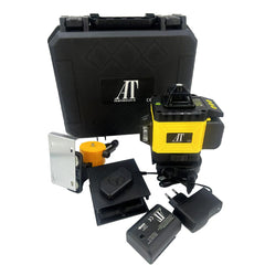 Nivela Laser 4D cu 16 Linii, AT PERFORMANCE®, 2X Acumulator, 360°,Platforma de Ridicare, cu Autonivelare, Telecomanda, Lumina Verde, Negru/Galben.