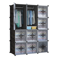 Dulap modular pentru copii, Negru, AT PERFORMANCE®, 12 rafturi