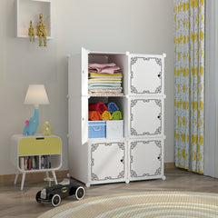 Dulap modular pentru copii, alb, AT PERFORMANCE®, 6 rafturi, durabil, 74X37X110 cm, alb model