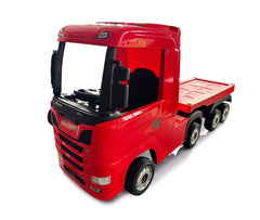 Camion electric cu remorcă pentru copii oficial licentiat, KIDOO, 12V, 2 motoare 35W, telecomandă 2.4G, suspensie pe 4 roți, lumini, muzică, viteză 3-5 km/h, uși funcționale