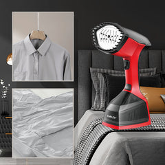 Fier de Calcat cu Abur HALEY, 1600W, Design Compact, Incalzire Rapida in 15 Secunde si Performanta Profesionala, Rosu/Negru