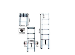 Scara telescopica din metal, AT PERRFROMANCE®, 1 tronson, 7 trepte, inchidere amortizata, 150kg