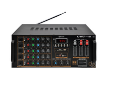 Amplificator Audio AV-747 BT, 5 intrari microfon, USB, Card SD, AUX, Radio, Negru