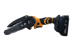 Fierastrau mini cu lant, AT PERFORMANCE®, 2 lanturi, 2 Baterii, 36V, Iluminare LED, Negru/Galben.