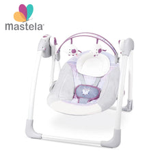 Leagan Electric pentru bebelusi, MASTELA, Cu 7 melodii, 3 sunete naturale, 2 pozitii de reglare scaun, Gri