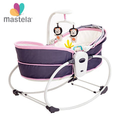 Pachet 2 în 1 pentru Bebeluși: Balansoar Electric 5 în 1 Mastela Roz + Set Hrănire 10 Piese Silicon | Confort și Siguranță de la Naștere