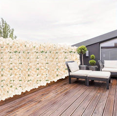 Rulou Artificial de Gard Viu, AT PERFORMANCE din PE Anti-UV, Flori Alb Rose, 100x300 cm