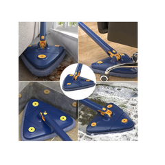 Mop triunghi extensibi At Performance, curata suprafete multiple gresie, podea, pereti, 360° de rotatie, Maner Telescopic, Albastru