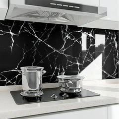 Set 10x Tapet Marmura, AT PERFORMANCE®, suprafata acoperire 1.8 mp, autoadeziv, waterproof, usor de montat, design modern, 30x60 cm, negru