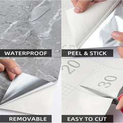 Set 10x Tapet Marmura, AT PERFORMANCE®, suprafata acoperire 1.8 mp, autoadeziv, waterproof, usor de montat, design modern, 30x60 cm, bej